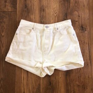 White high rise denim shorts
